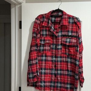 POL Red Plaid Button Down Shirt